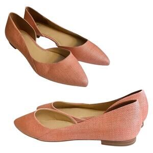 Marc Fisher Flat Shoes Women's Size 7.5M Rose Pink Linen Sunny Half d'Orsay